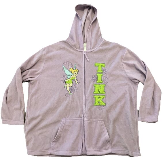 Vintage Y2K Disney Tinker Bell Fleece Zip up Hooded Sweater Purple Women’s 3x - Picture 1 of 10